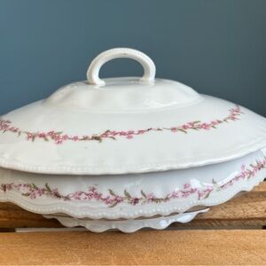 Victoria Austria Porcelain Floral Serving Bowl 9.5” Oval with Lid